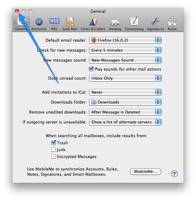 what is the default program for email with mac